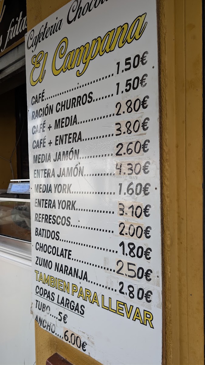 Cafetería Chocolatería El Campana Menu 1