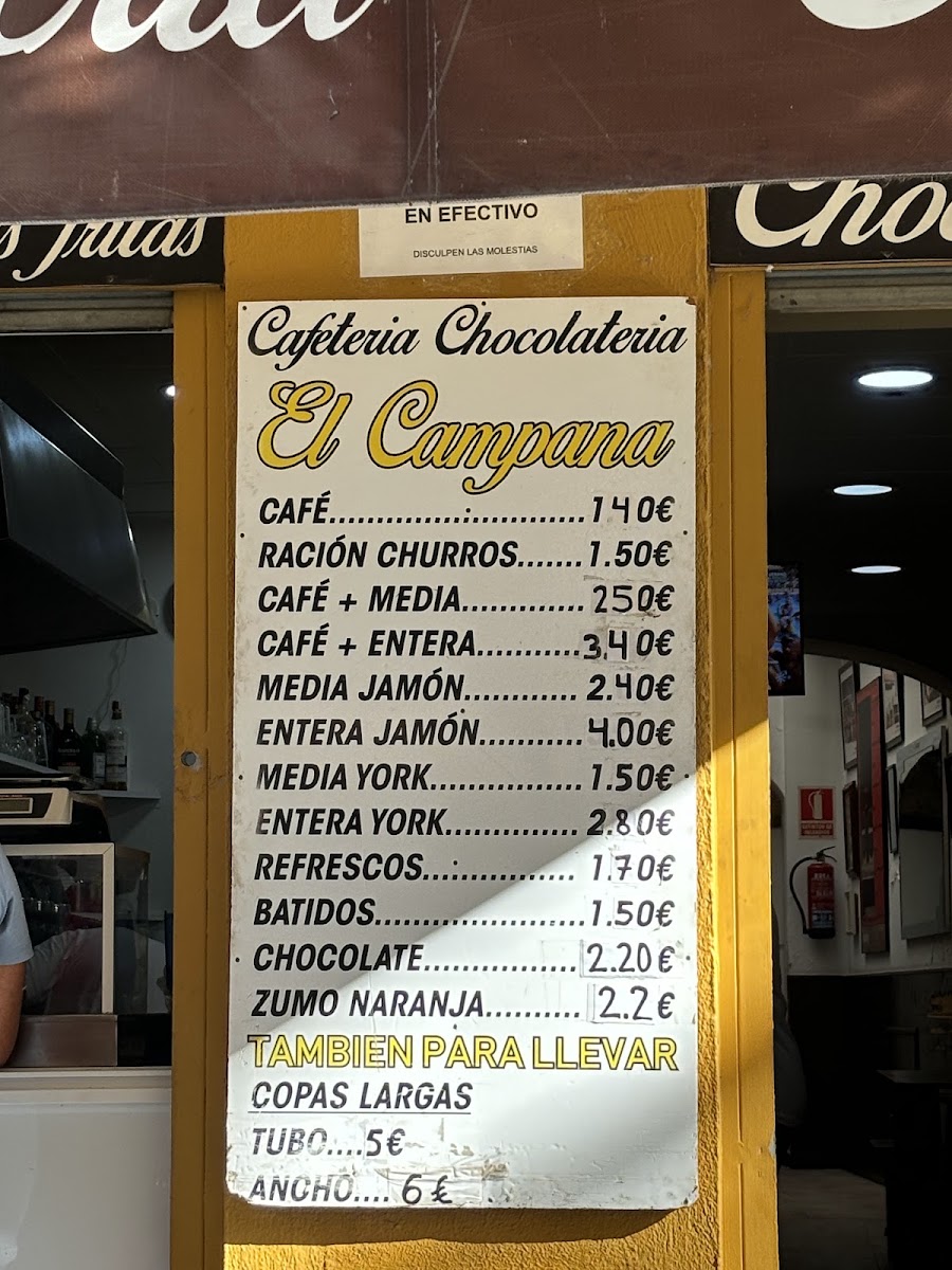Cafetería Chocolatería El Campana Menu 2