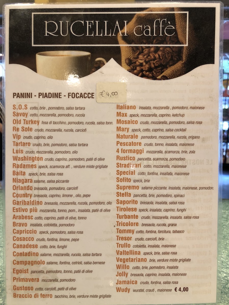 Caffetteria Rucellai Menu 1