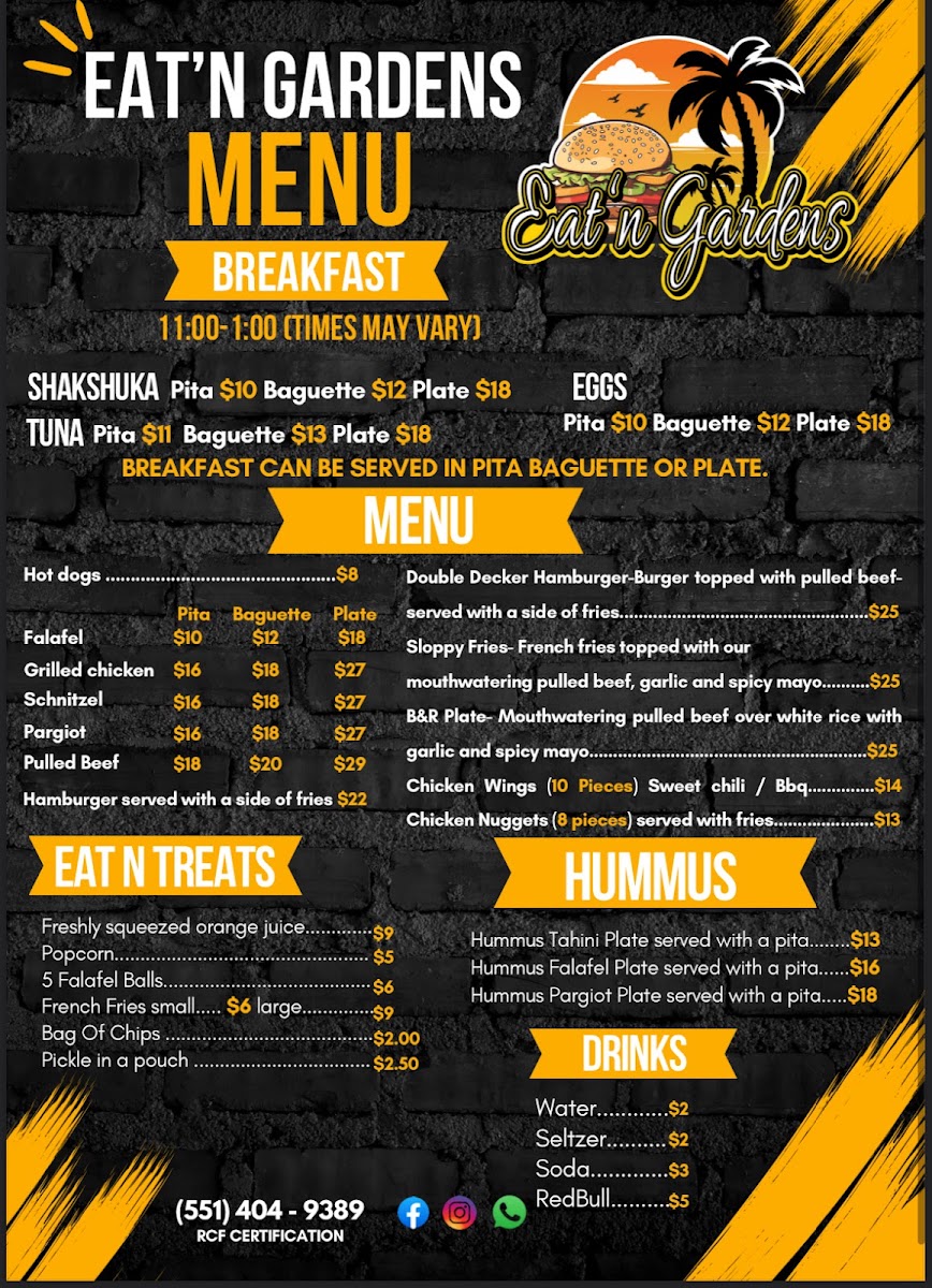 Eat N Gardens Kosher Menu 1