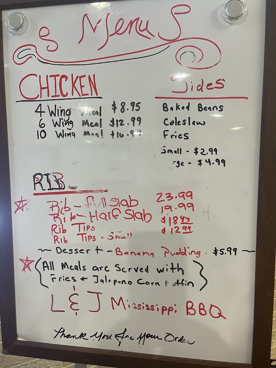 L and J Mississippi barbecue Menu 3
