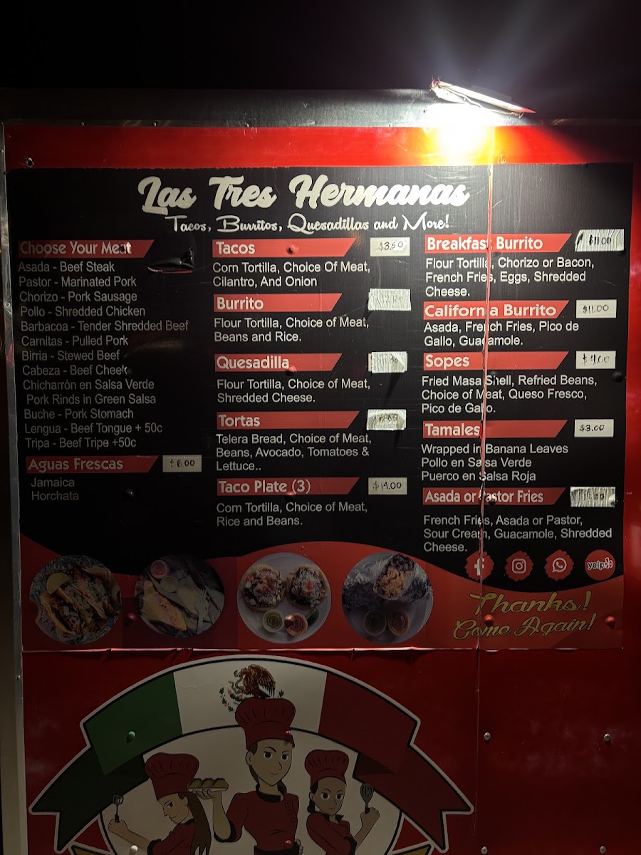 Las Tres Hermanas Food Truck Menu 2