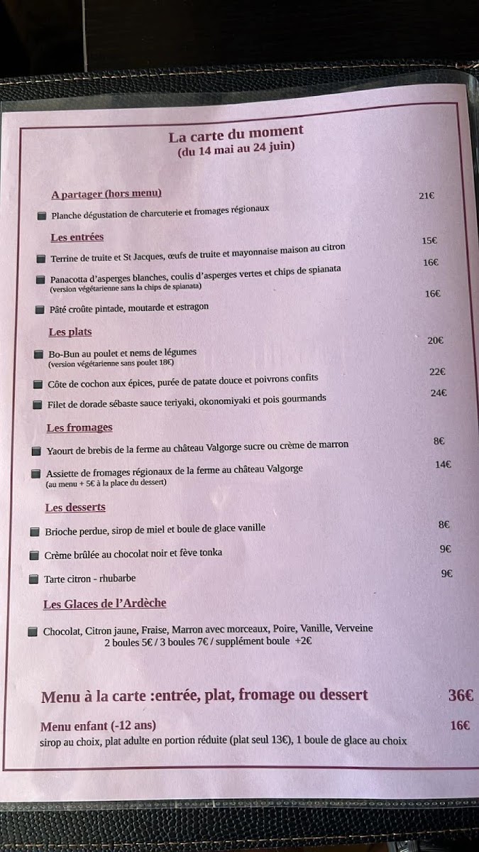 Le Pressoir de Balbiac Menu 1