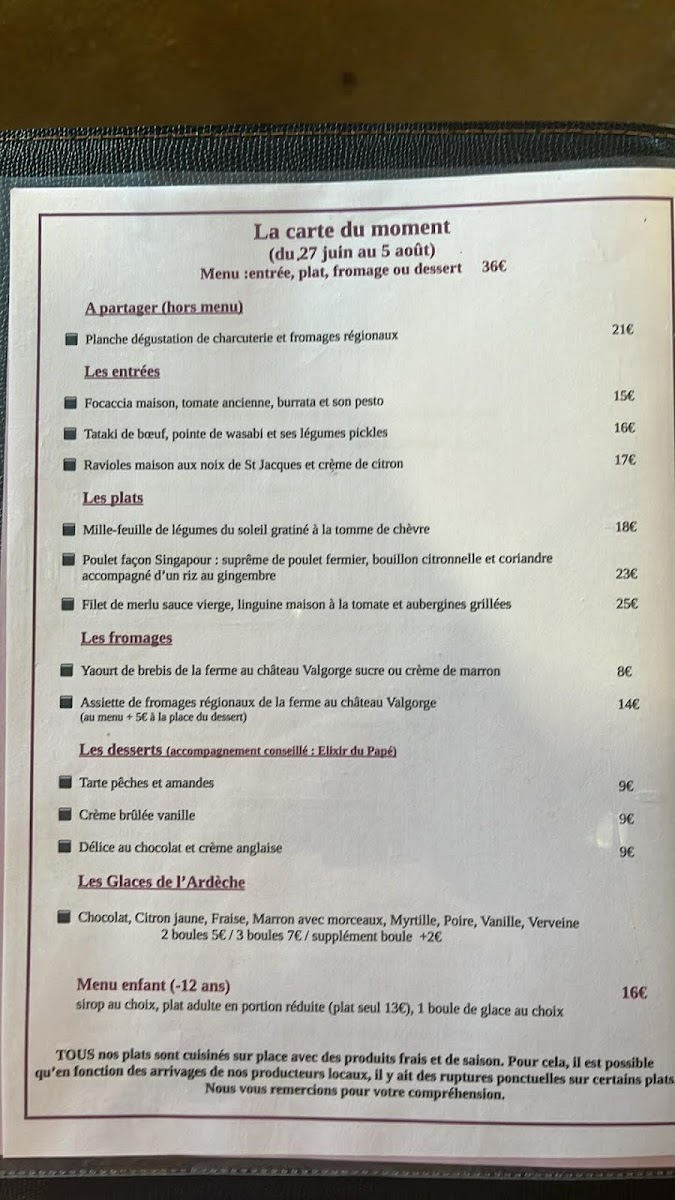 Le Pressoir de Balbiac Menu 5